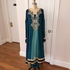 Maria B Teal Pishwaz with Churidar